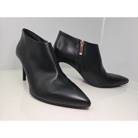 LK Bennett Elle Black Leather Ankle Boots Size EU 40/US 9.5 Stiletto Heel Shoes - Picture 1 of 15
